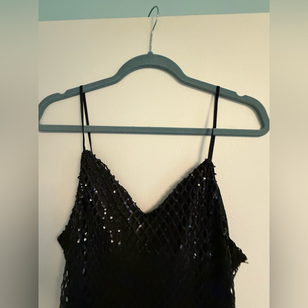 All Saints CHANTELLE SEQUIN MIDI SLIP DRESS size 10 black NWT - Picture 12 of 15